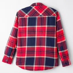 Junior Killer Full Sleeves Windowpane Checked Slim Fit Shirt - Red image 3