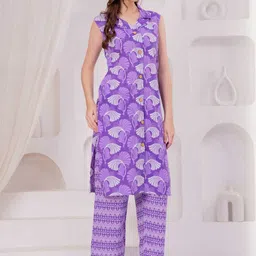 OH MI DIOS Floral Printed Pure Cotton Straight Kurta with Trousers image 2
