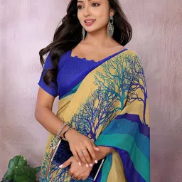 Moda Rapido Floral Printed Poly Georgette Saree image 3