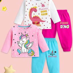 KUCHIPOO Girls Printed T-shirt with Pyjamas-picture-31