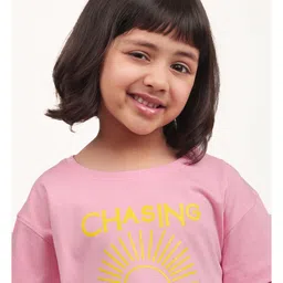 Campana 100% Cotton Knit Half Sleeves Sunshine Printed T-Shirt - Pink image 5