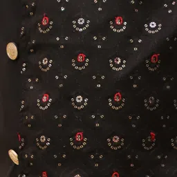 KID1 Woven Full Sleeves Floral Embroidered & Sequins Embellished Sherwani Kurta With Pyjama Set - Black image 5