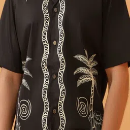 Befitting Hand Painted Floral Printed Cuban Collar Cotton Casual Shirt image 4