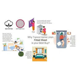 Trance Home Linen Pure Cotton King Size Fitted Bedsheet with Pillow Covers - Grey Mustard image 5