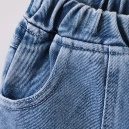 Kookie Kids Full Length Denim Jeans With Text Print - Light Blue image 5