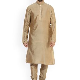 KISAH Men Brown Solid A-Line Kurta-picture-17