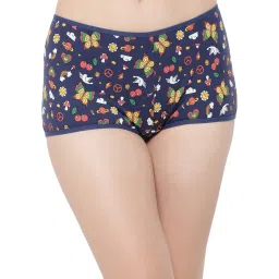 Clovia Navy & Yellow Cotton Printed Boyshorts Panties - Pack Of 5 image 5