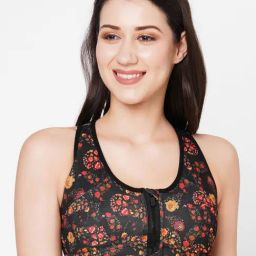 Inner Sense Black Cotton Printed Sports Bra-image-63