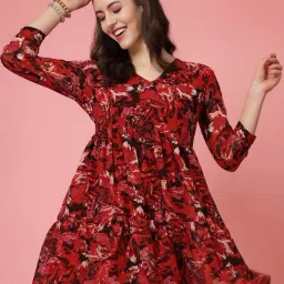 Melon by PlusS Red Floral Print Fit & Flare Dress-image-2