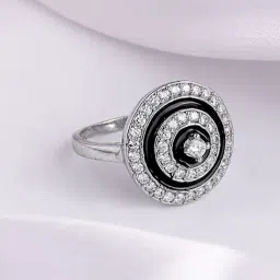 GIVA 92.5 Sterling Silver Midnight Halo Ring-image-11