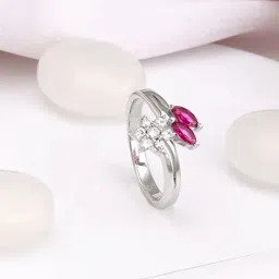 GIVA 92.5 Sterling Silver Radiant Blossom Ring-image-5