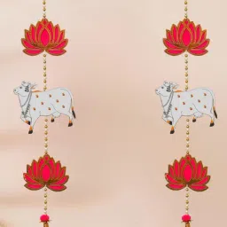 eCraftIndia Lotus, Cow, Beads, Tassel Decorative Hanging for Diwali Decor  Pack of 2-image-9