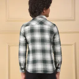 Crimsoune Club Boys Green Cotton Slim Fit Chequered Shirt image 2