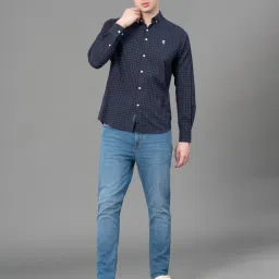 Red Tape Dark Blue Regular Fit Check Shirt image 5