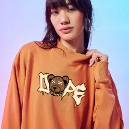 Bewakoof Orange Graphic Print Sweatshirt image 5