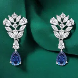 crash.club by CKC Sterling Silver Floral Cluster Teardrop Earrings for Women-picture-22