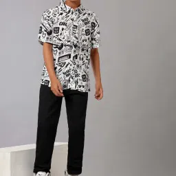 Under Fourteen Only Boys Black Cotton Printed Jeans image 5