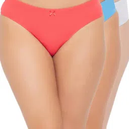 Clovia Red & Blue Cotton Thong - Pack Of 3-picture-20