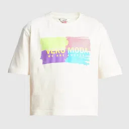 VERO MODA GIRL Cloud Dancer Typographic Relaxed Fit T-Shirt image 5