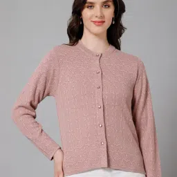 Cantabil Dark Pink Self Design Sweater-image-69