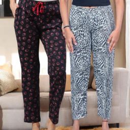 Kryptic White & Navy Cotton Relaxed Fit Printed Lounge Pants - Pack of 2-picture-19