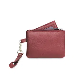 CALFNERO Unisex Maroon Solid Leather Card Holder image 5