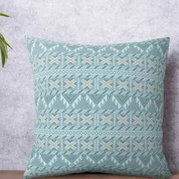 Petal Home Hooghly Motif Blue Cotton Cushion Cover-image-0