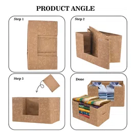 Aura Beige & Cream Colored Printed Cloth Drawer Organiser image 4