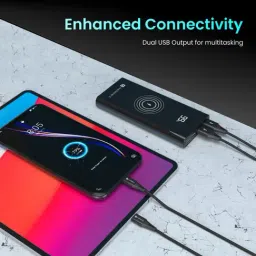 Portronics POWER 10 POR 1210 10000mAh Power Bank With Wireless Charging (Black) image 2