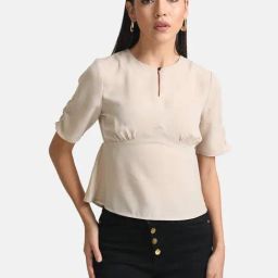 Kazo Beige Peplum Top-picture-10