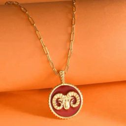 Voylla Gold Zodiac Aries And Evil Eye Reversible Pendant-picture-30