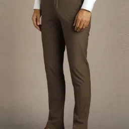 Louis Philippe Brown Slim Fit Texture Trousers image 3