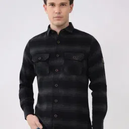 Monte Carlo Black Regular Fit Checks Shirt-image-50