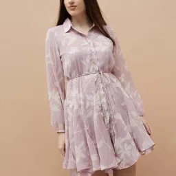 Code By Lifestyle Light Purple Regular Fit Floral Print Dress-picture-38