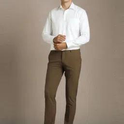 Louis Philippe Brown Slim Fit Texture Trousers image 5