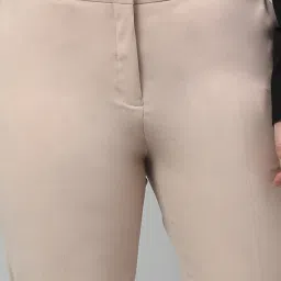 Cantabil Light Beige Cotton Lycra Regular Fit Mid Rise Trousers image 5