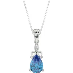 Silvermist 925 Sterling Silver Ocean Drop Blue Stone Chain Pendant for Women & Girls-image-89