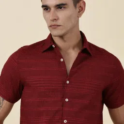 Thomas Scott Red Slim Fit Self Pattern Shirt image 5
