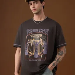 The Souled Store Steven Rhodes Worship Coffee Oversized T-Shirt-picture-26
