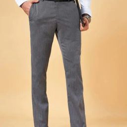 Peregrine by Pantaloons Grey & Blue Slim Fit Flat Front Trousers-picture-32