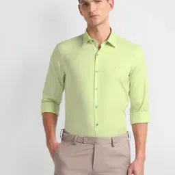 Arrow Newyork Green Cotton Slim Fit Shirt-image-44