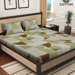 Klotthe Green 400 TC Cotton Double Bedsheet with 2 Pillow Covers-image-98
