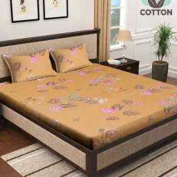Klotthe Yellow 400 TC Cotton Double Bedsheet with 2 Pillow Covers-image-52