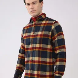 Monte Carlo Navy Regular Fit Checks Shirt image 3