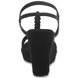 Mochi Women's Black Ankle Strap Wedges image 5