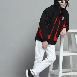 Monte Carlo Boys Solid Black Hooded Neck Full Sleeve Jacket image 5