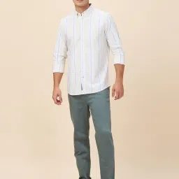 Being Human Yellow Cotton Regular Fit Stripes Shirt image 5