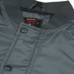 Flying Machine Men Grey Solid Bomber Jacket image 2