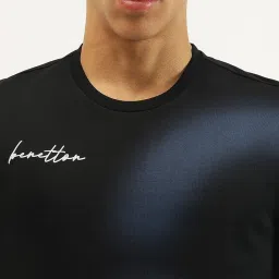 United Colors Of Benetton Black Cotton Relaxed Fit Printed T-Shirt image 5