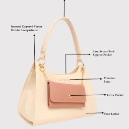 Caprese Capri Beige Faux Leather Solid Shoulder Handbag image 5